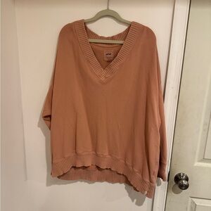 Aerie Oversized V-Neck Sweater in Peach